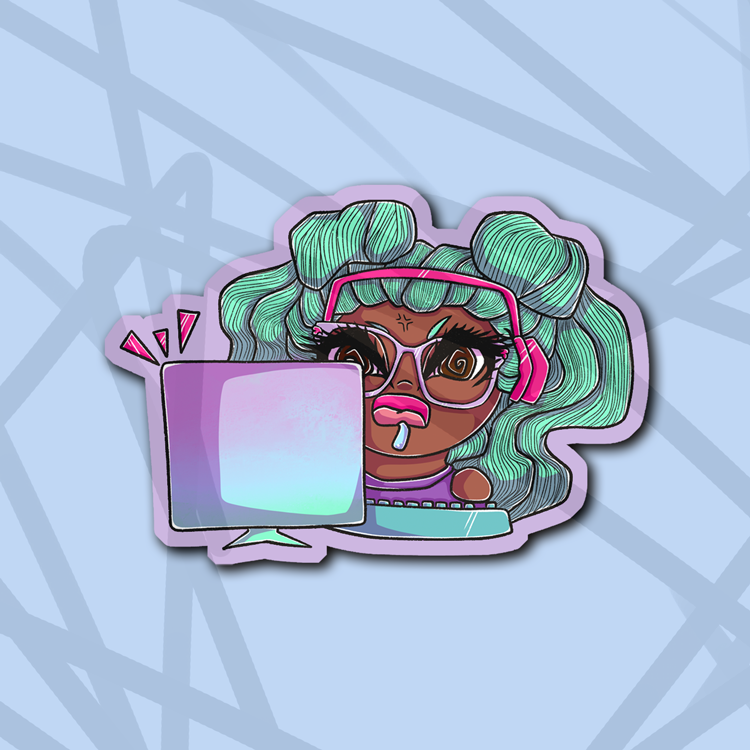 Teal Gamer Girl (MS2) Die Cut