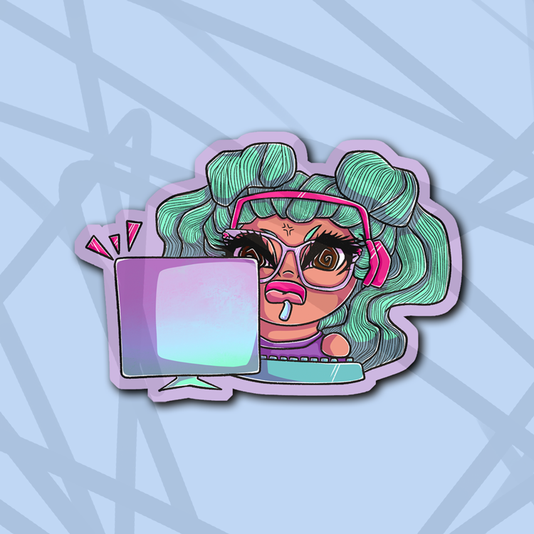 Teal Gamer Girl (MS) Die Cut