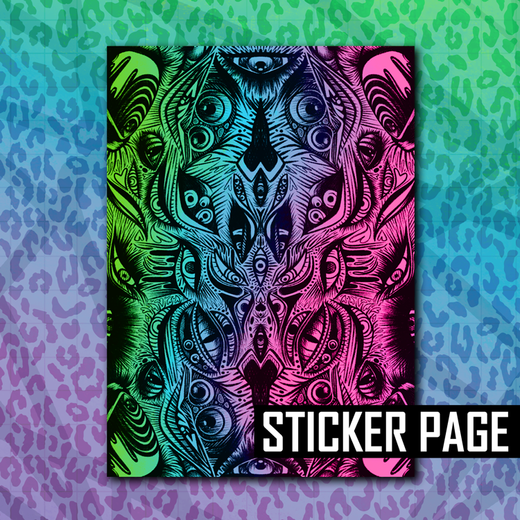 Neon Trippy Eye Sticker Page