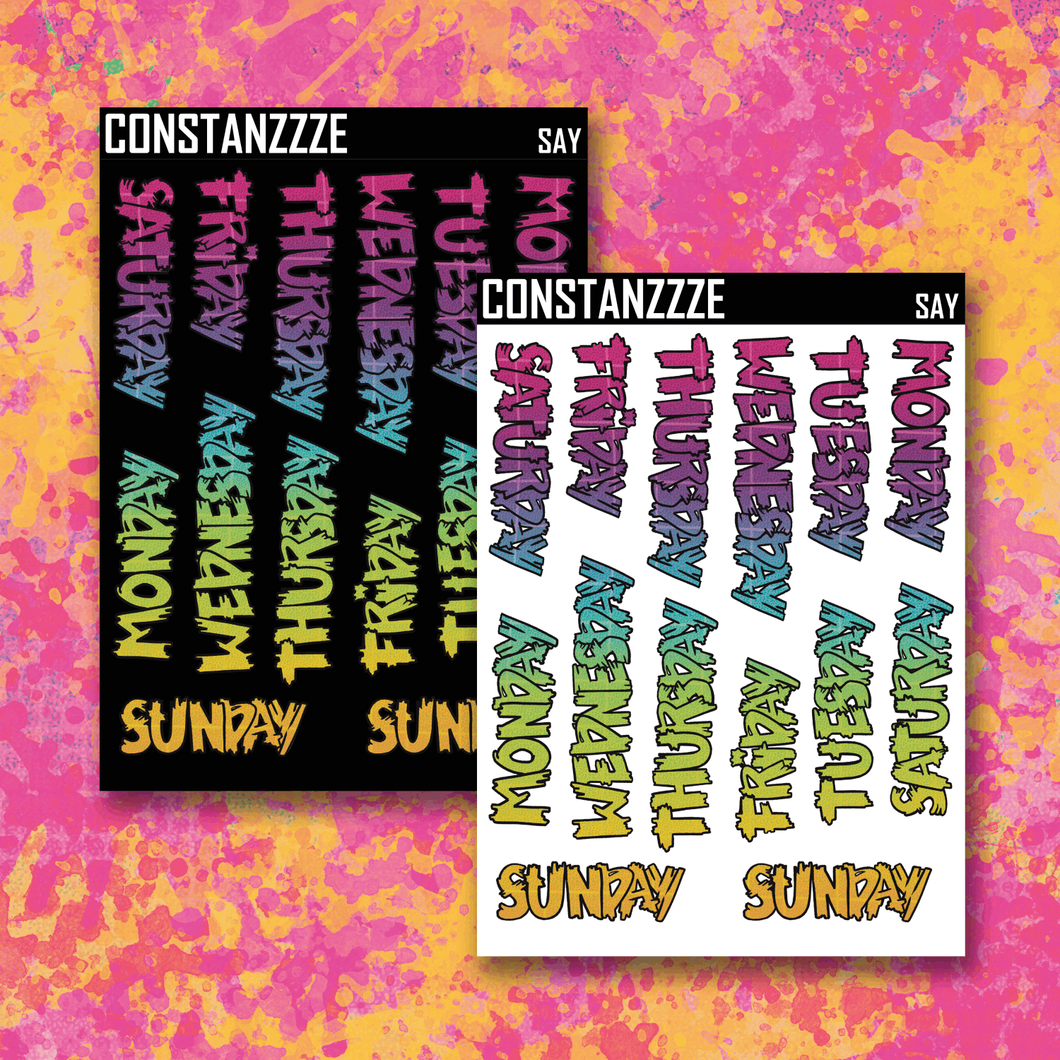 Jumbo Spooky All Year Rainbow Grid Zombie Full Days of the Week Sticker Sheet