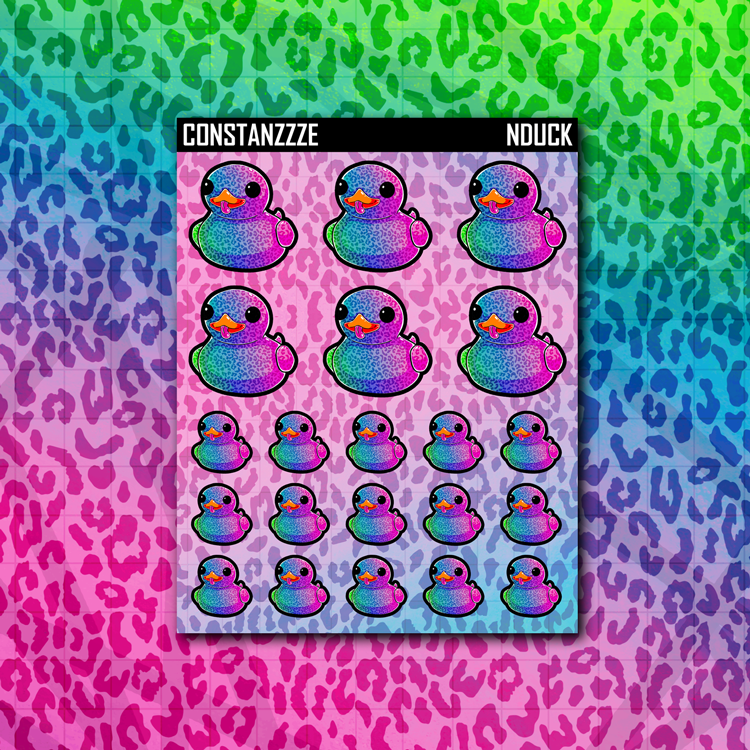 Neon Ducky Deco Sticker Sheet