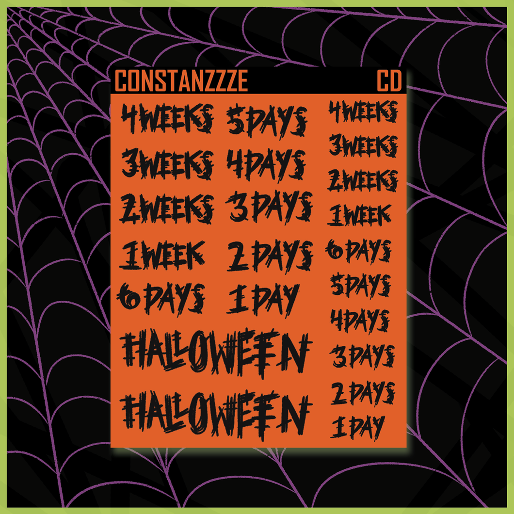 Halloween Countdown Lettering Sticker Sheet