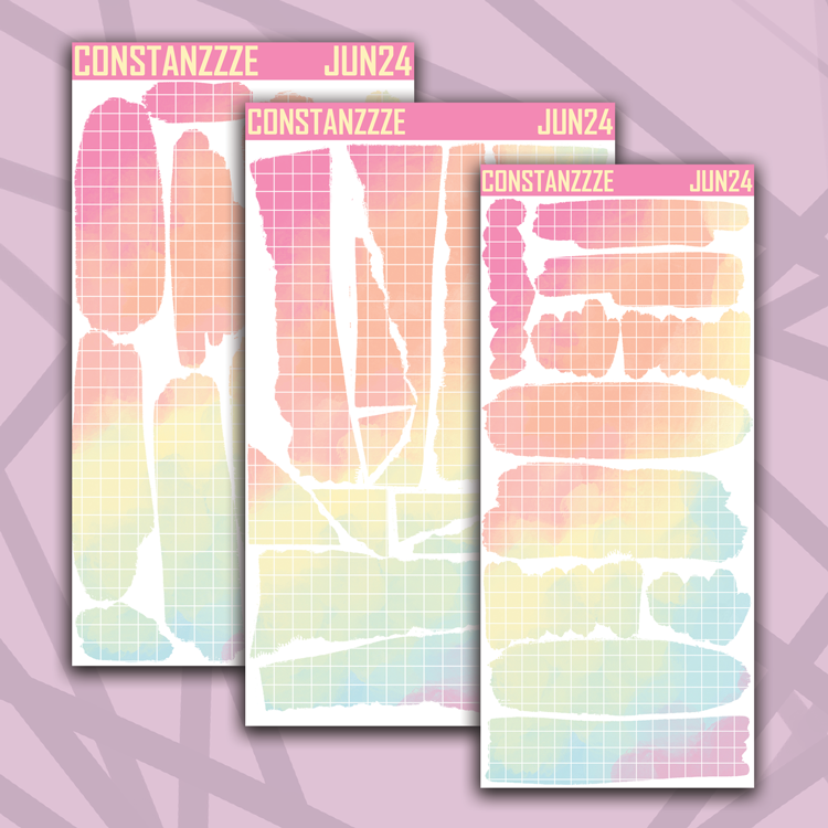 Pastel Cloud Grid Themed Layering Sheets