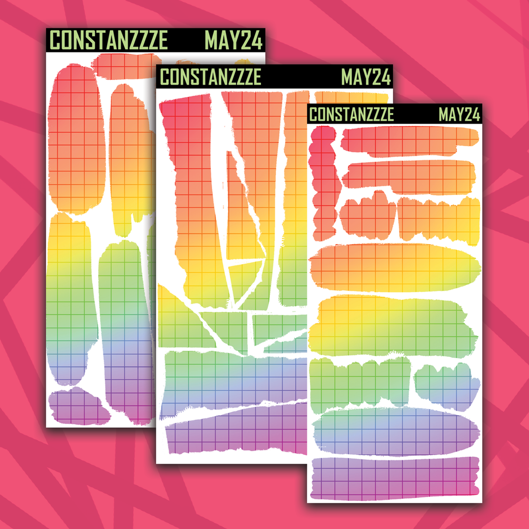 Pride Meow Meow Bright Rainbow Grid Themed Layering Sheets