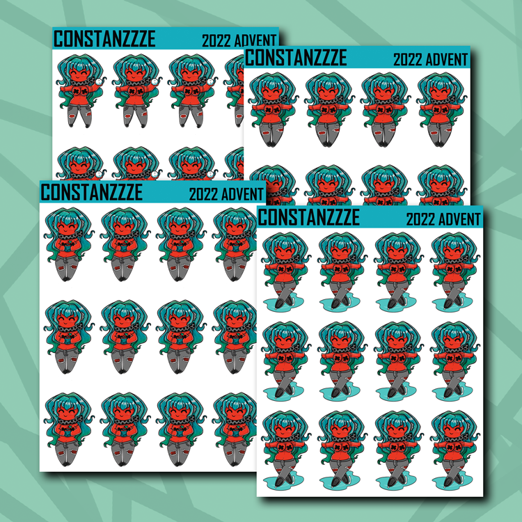 Winter Red Chibi Sticker Sheet