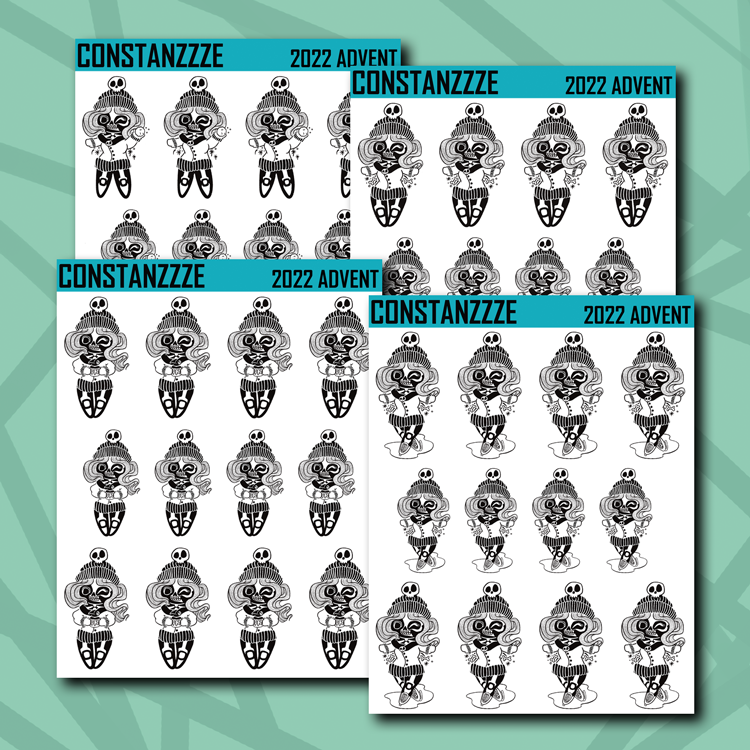 Winter Skull Witch Chibi Sticker Sheet