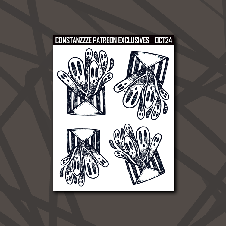 Inktober Ghostie Mail Deco Sticker Sheet