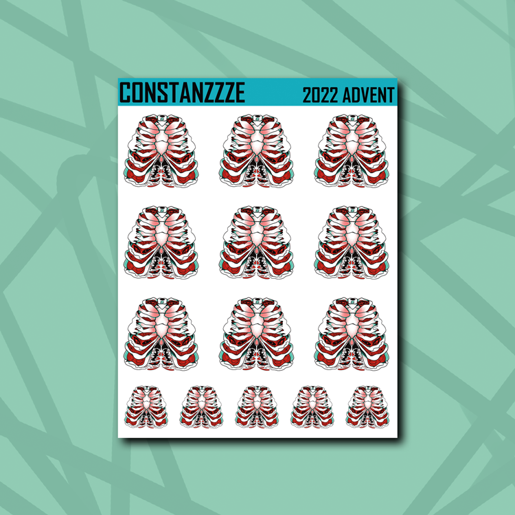 Spooky Winter Ribcage Sticker Sheet