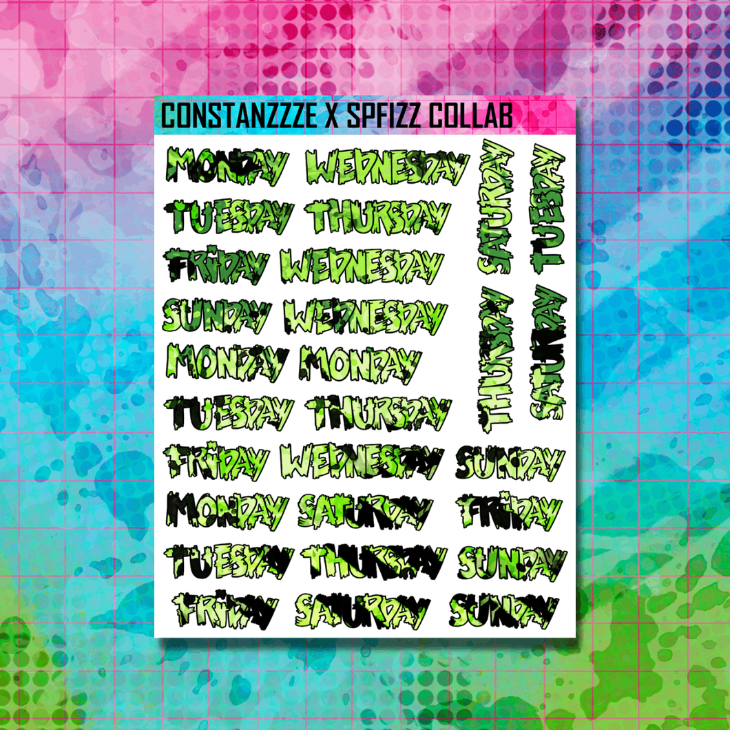 Girl Gang Buttercup Vertical Zombie Full Days of the Week Sticker Sheet