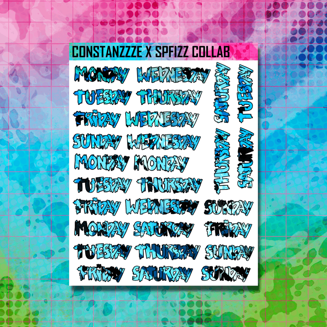 Girl Gang Bubbles Vertical Zombie Full Days of the Week Sticker Sheet