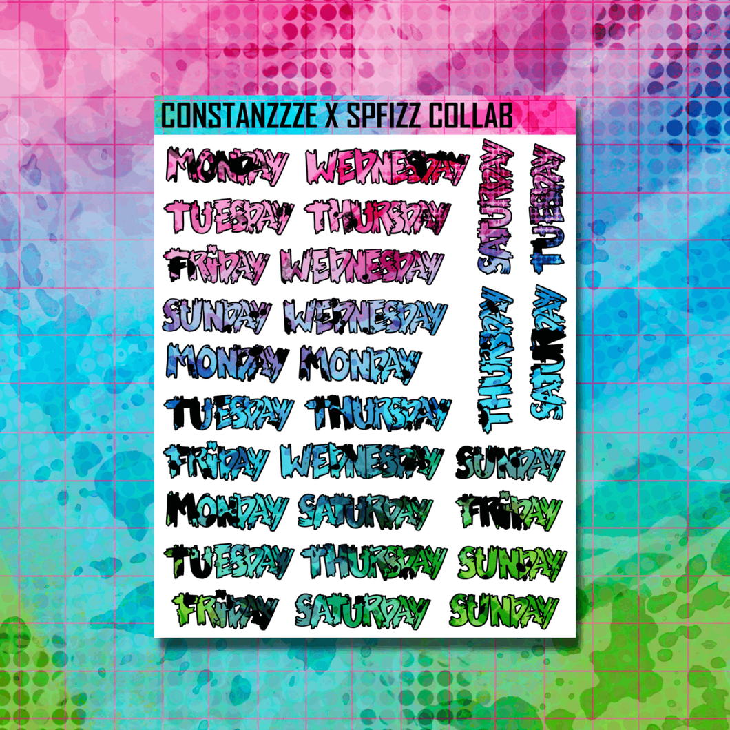 Girl Gang Vertical Zombie Full Days of the Week Sticker Sheet