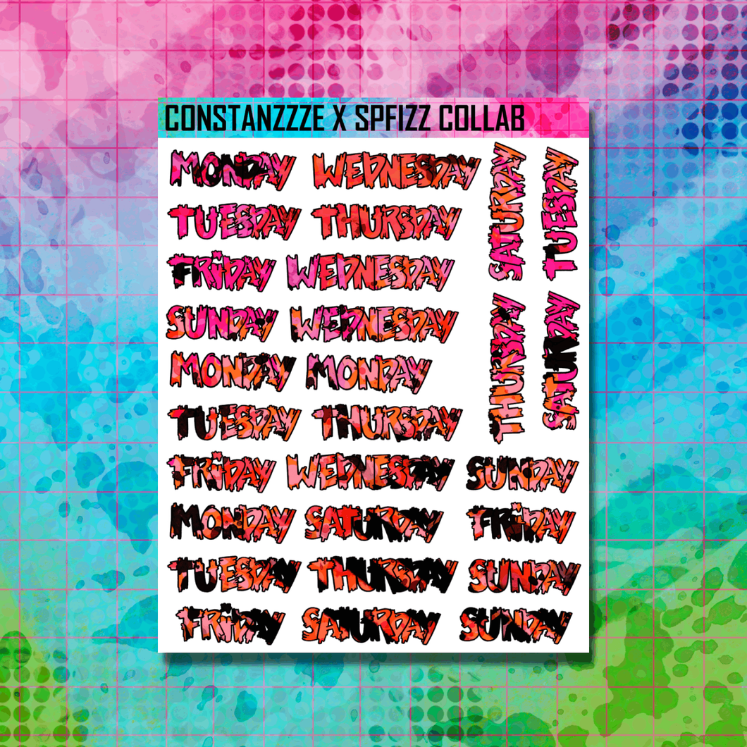 Girl Gang Blossom Vertical Zombie Full Days of the Week Sticker Sheet