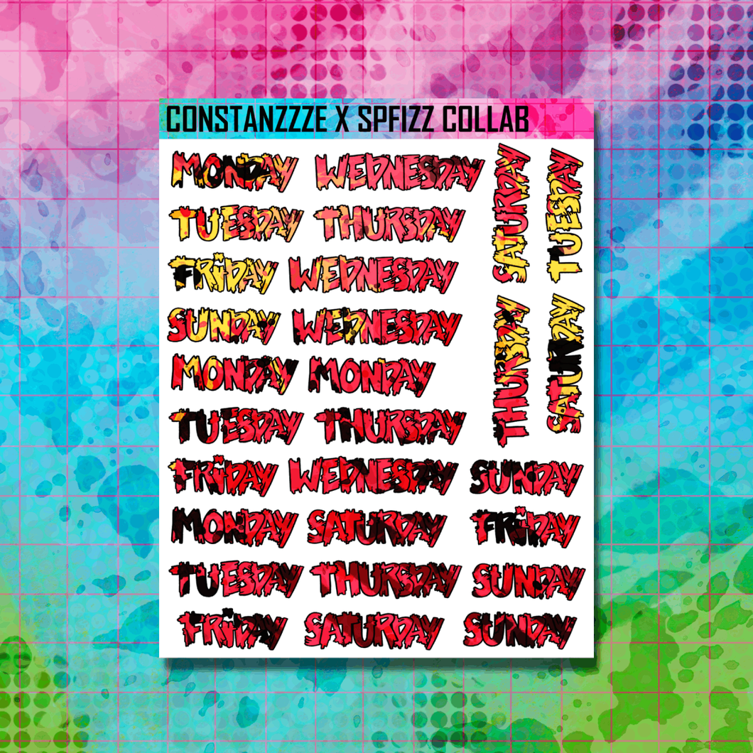 Girl Gang Him Vertical Zombie Full Days of the Week Sticker Sheet