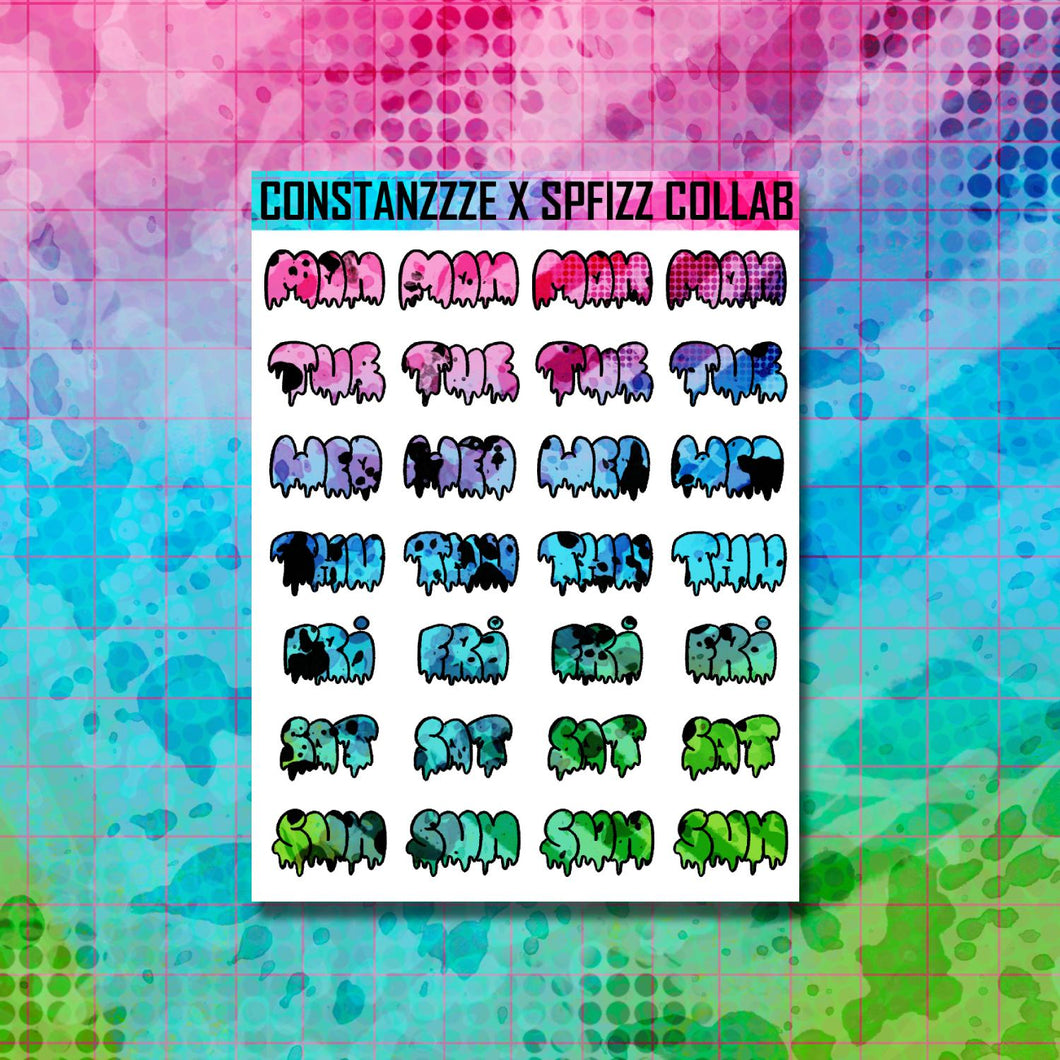 Girl Gang Small Drippy Days of the Week Sticker Sheet