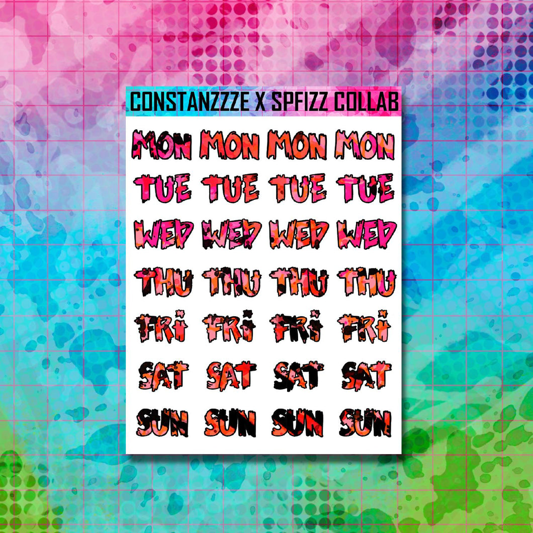 Girl Gang Blossom Small Zombie Days of the Week Sticker Sheet