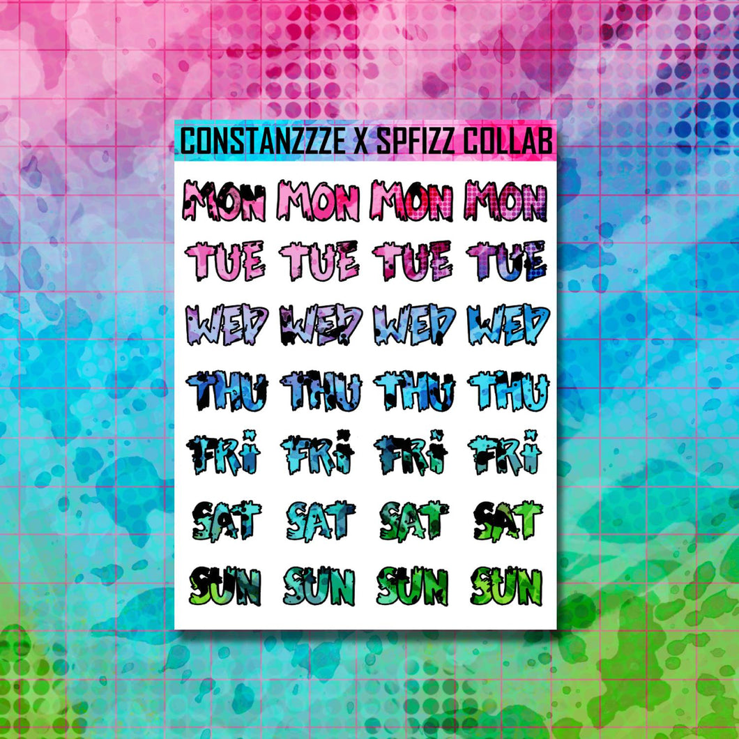 Girl Gang Small Zombie Days of the Week Sticker Sheet