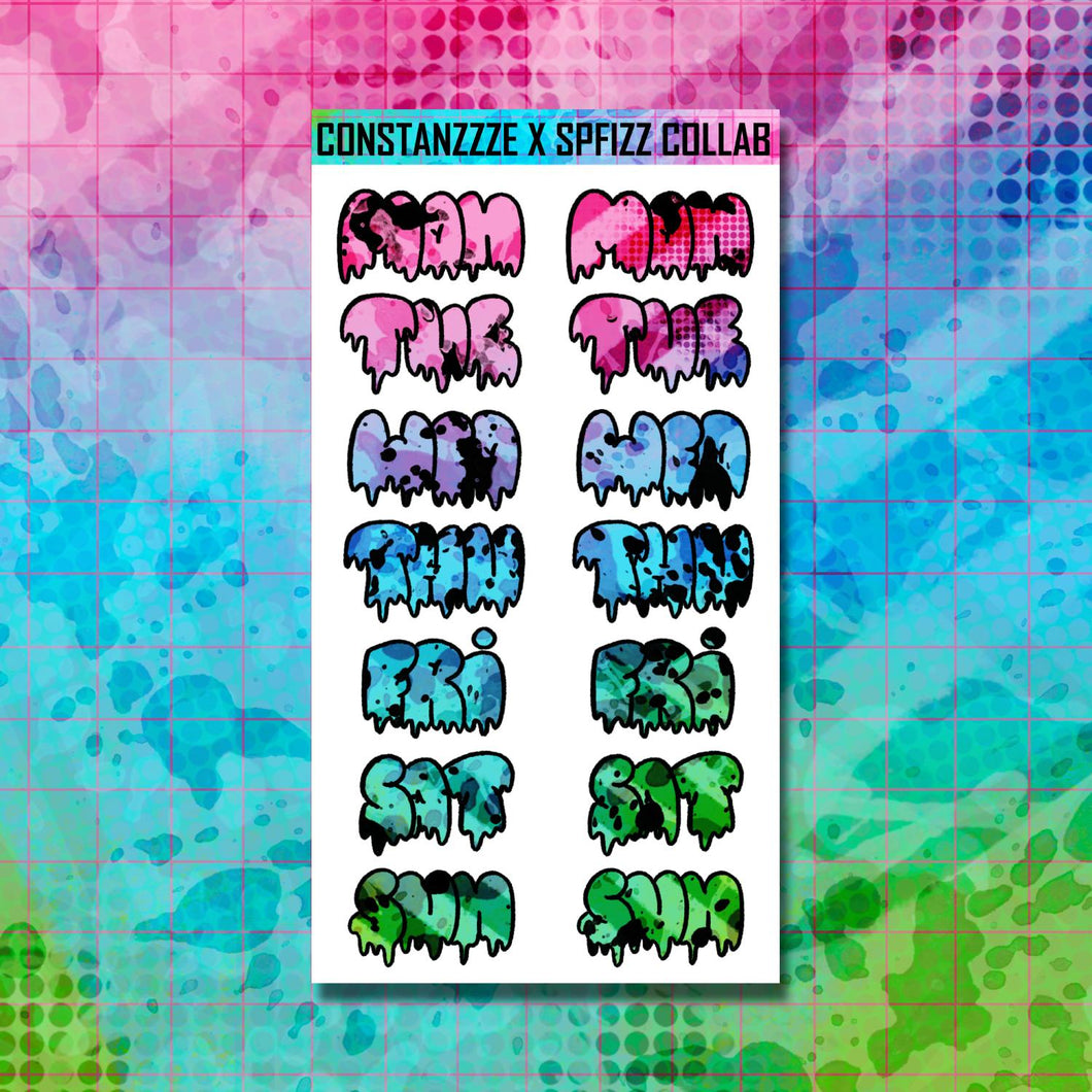 Jumbo Girl Gang Drippy Days of the Week Sticker Sheet