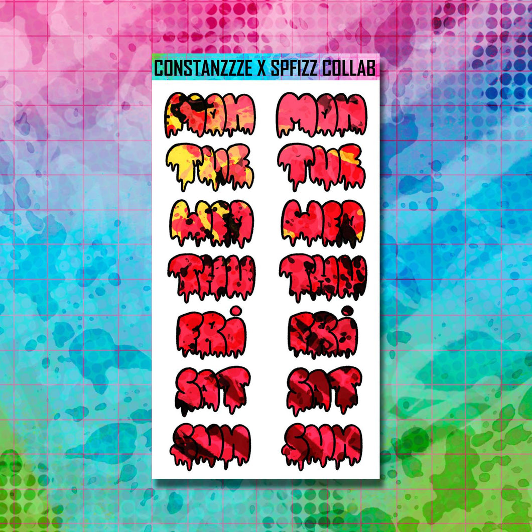 Jumbo Girl Gang Him Drippy Days of the Week Sticker Sheet