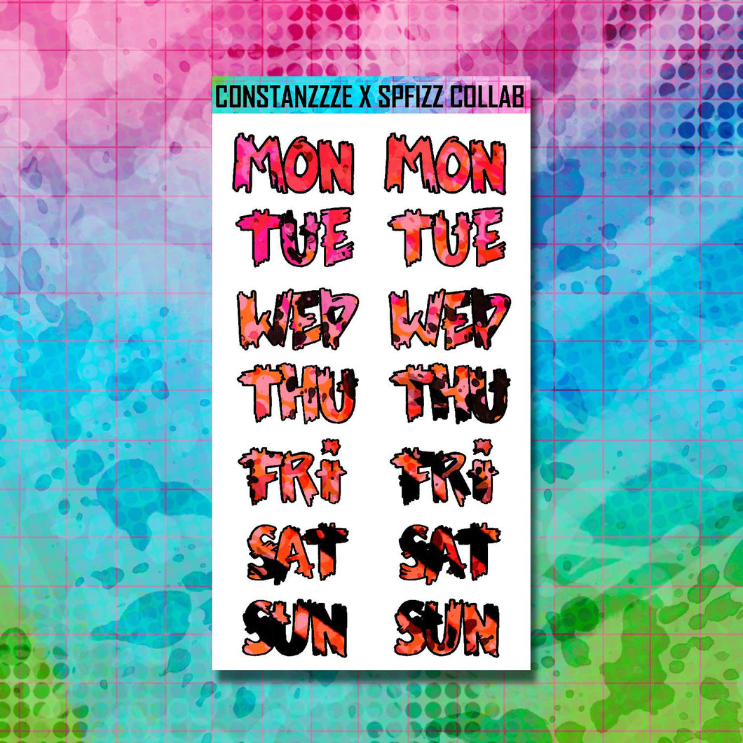 Jumbo Girl Gang Blossom Zombie Days of the Week Sticker Sheet