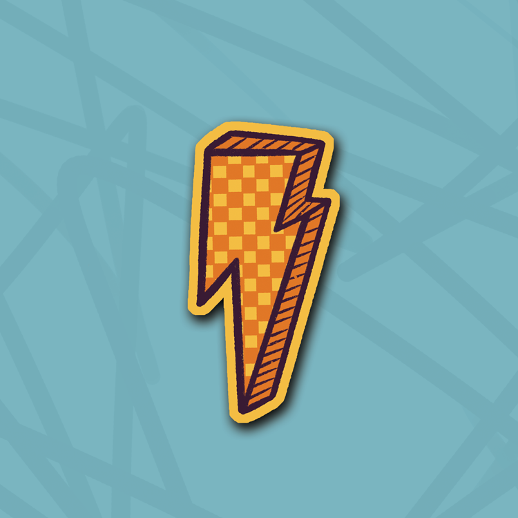 Yellow Checker Bolt Die Cut