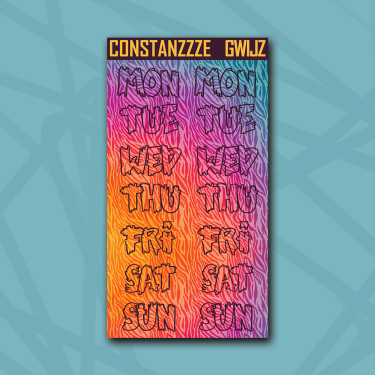 Jumbo Race to Wild Zebra Zombie Days of the Week Sticker Sheet