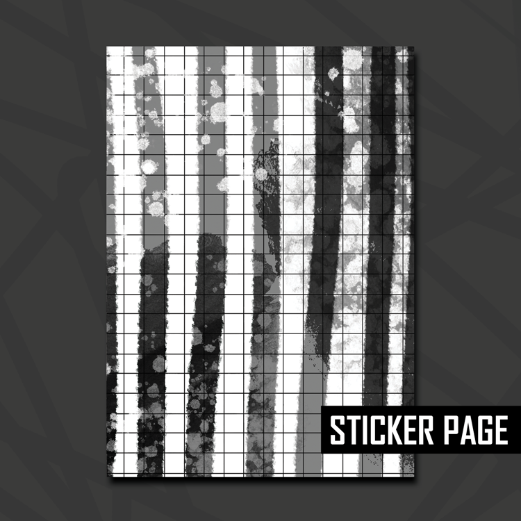 Black and White Stripe Splatter Sticker Page