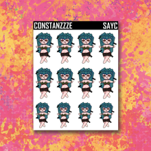 Load image into Gallery viewer, Spooky All Year Blue Hair Chibi Sticker Sheet
