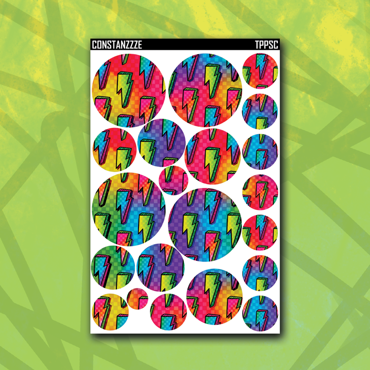 Rainbow Bolts Circle Sticker Sheet