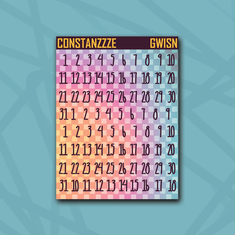Race to Wild Small Number Sticker Sheet (colorful background)