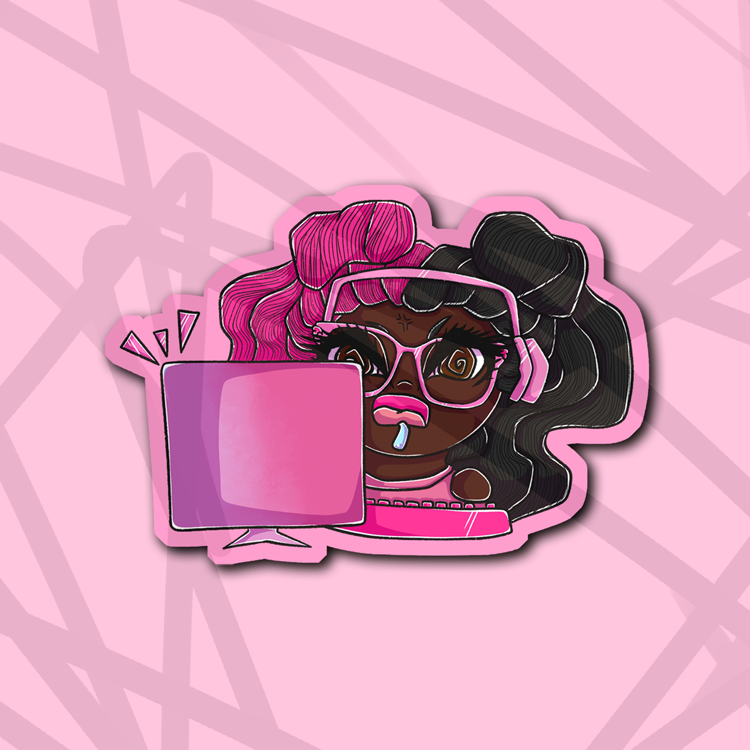 Pink Gamer Girl (DS) Die Cut