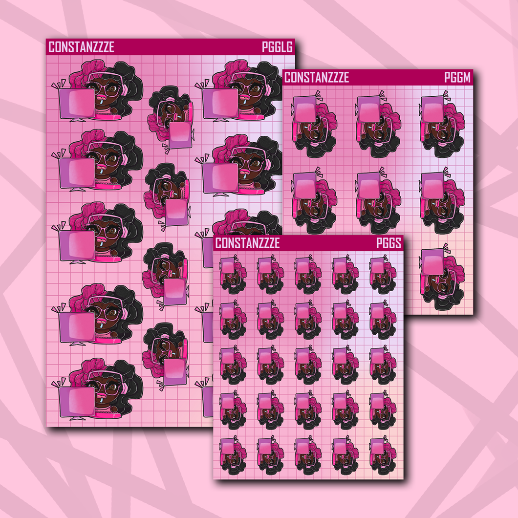 Pink Gamer Girl Chibi (DS) Sticker Sheet