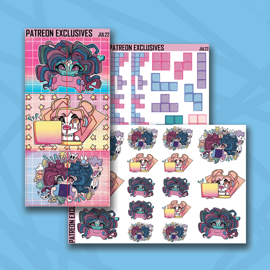 Gamer Girlz Box, Chibi, and Block Deco Sticker Sheets