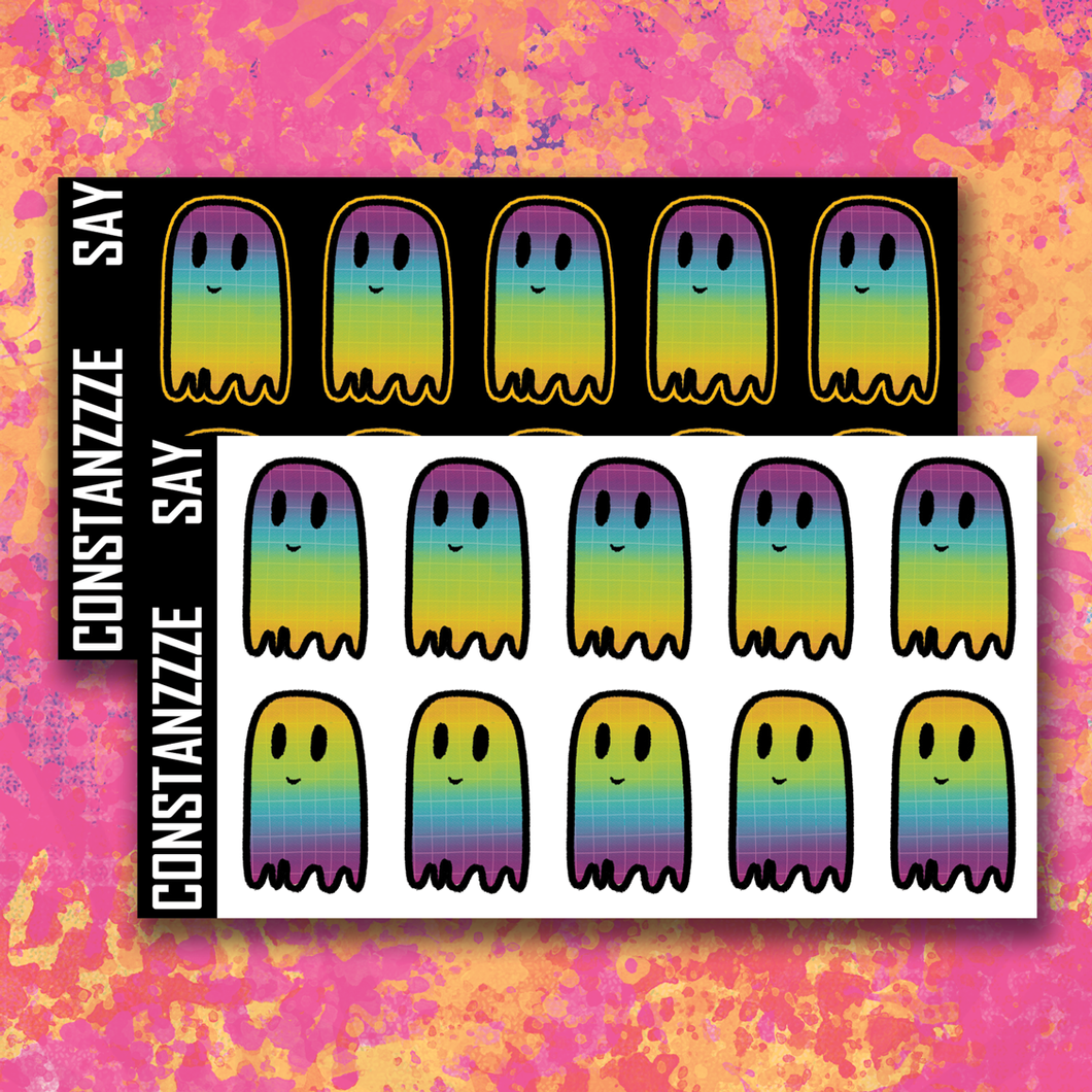 Spooky All Year Rainbow Grid Ghostie Notes Sticker Sheet