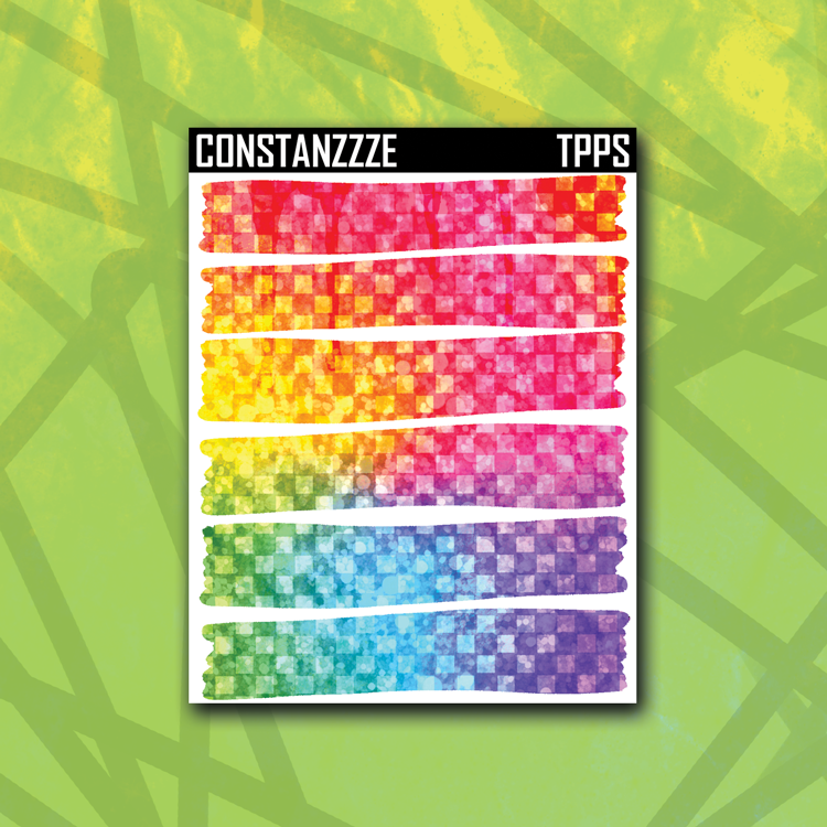 Rainbow Glitter Checker Strippies Sticker Sheet