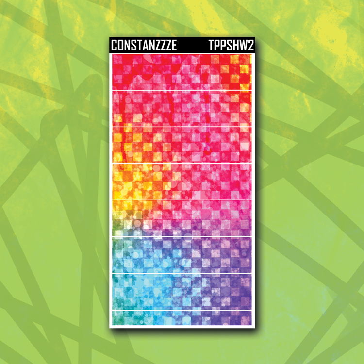 Rainbow Glitter Checker Hobonichi Weeks Thick Washi Strip Sticker Sheet