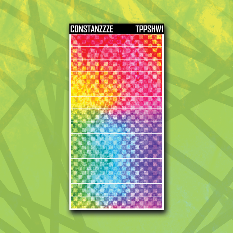 Rainbow Glitter Checker Top Hobonichi Weeks Washi Strip Sticker Sheet