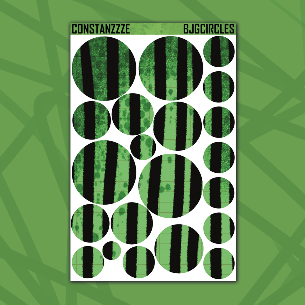 Beetle 🧃 Green Stripe Circle Sticker Sheet