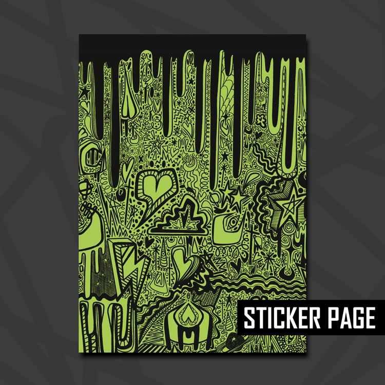 Green Doodle Drip Sticker Page – Constanzzze