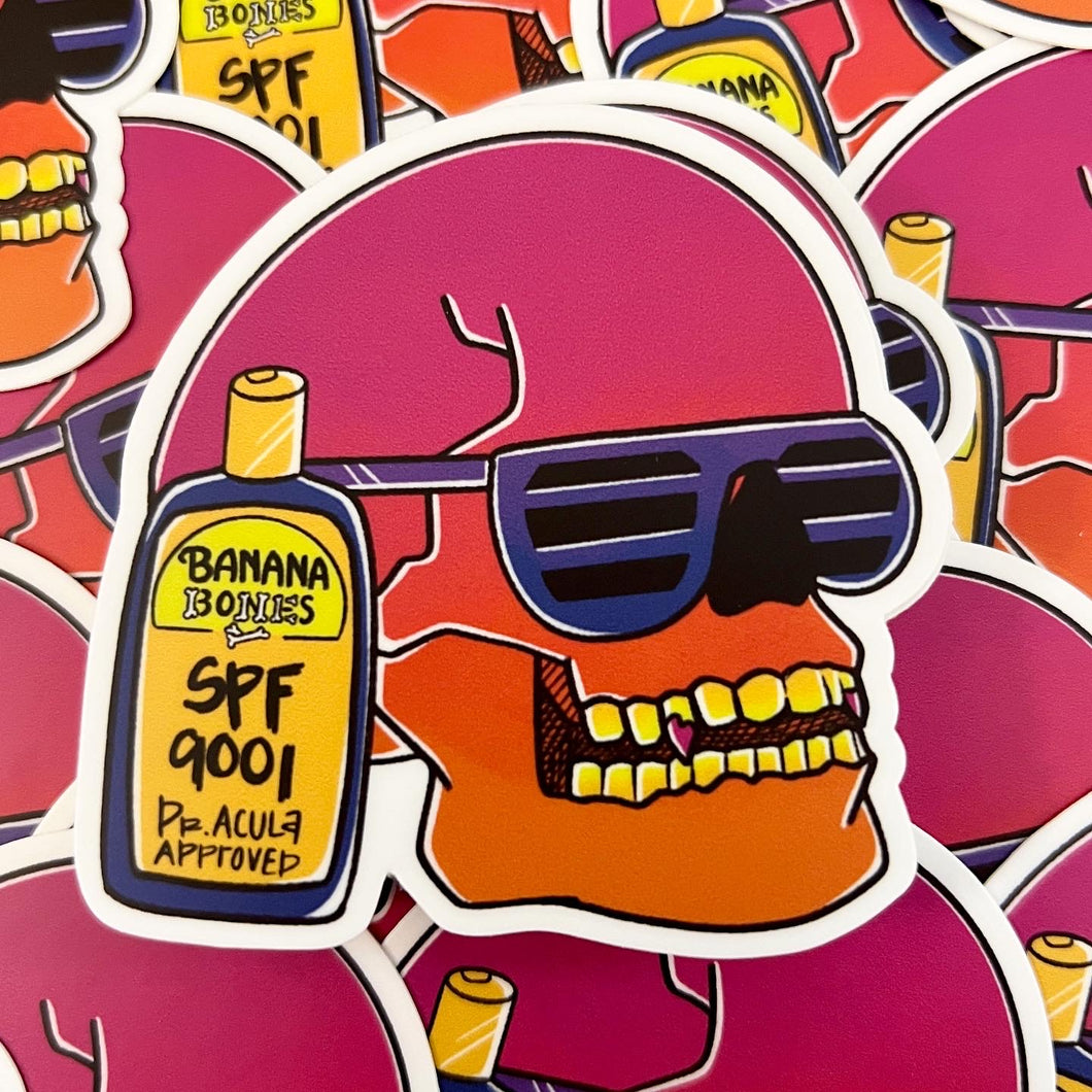 Spooky All Year Summer Skull Vinyl Sticker