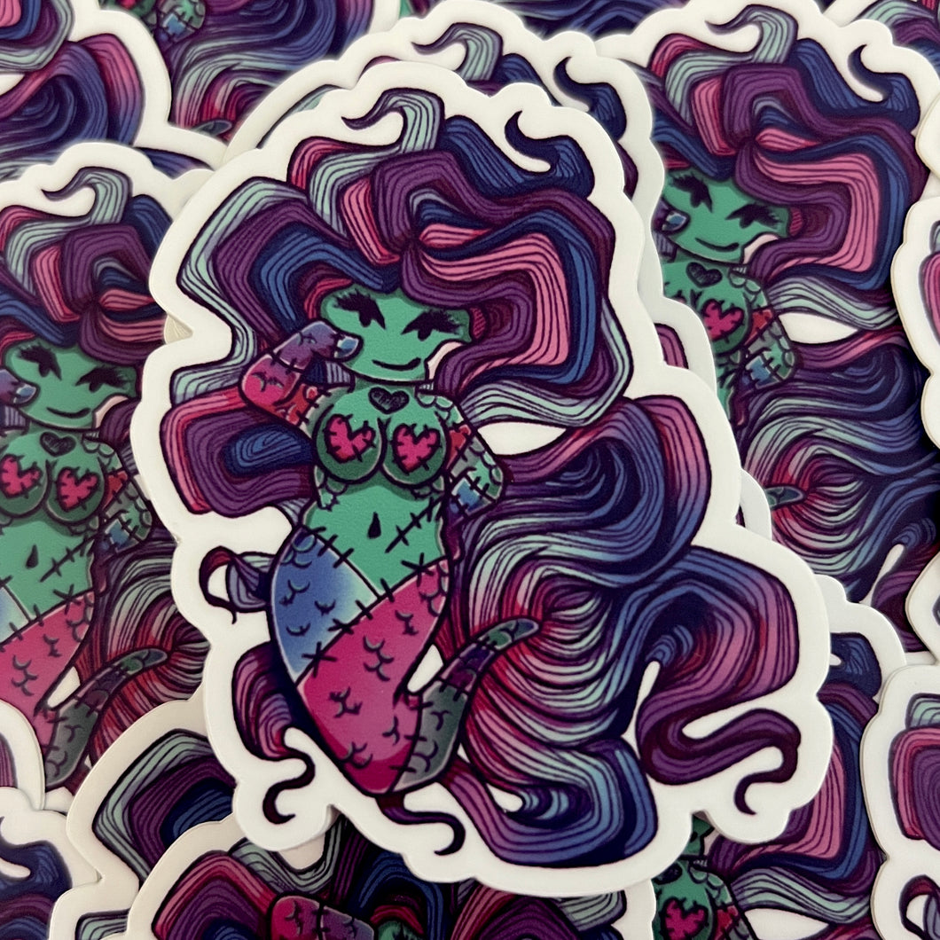 Love Zombie Mermaid Vinyl Sticker