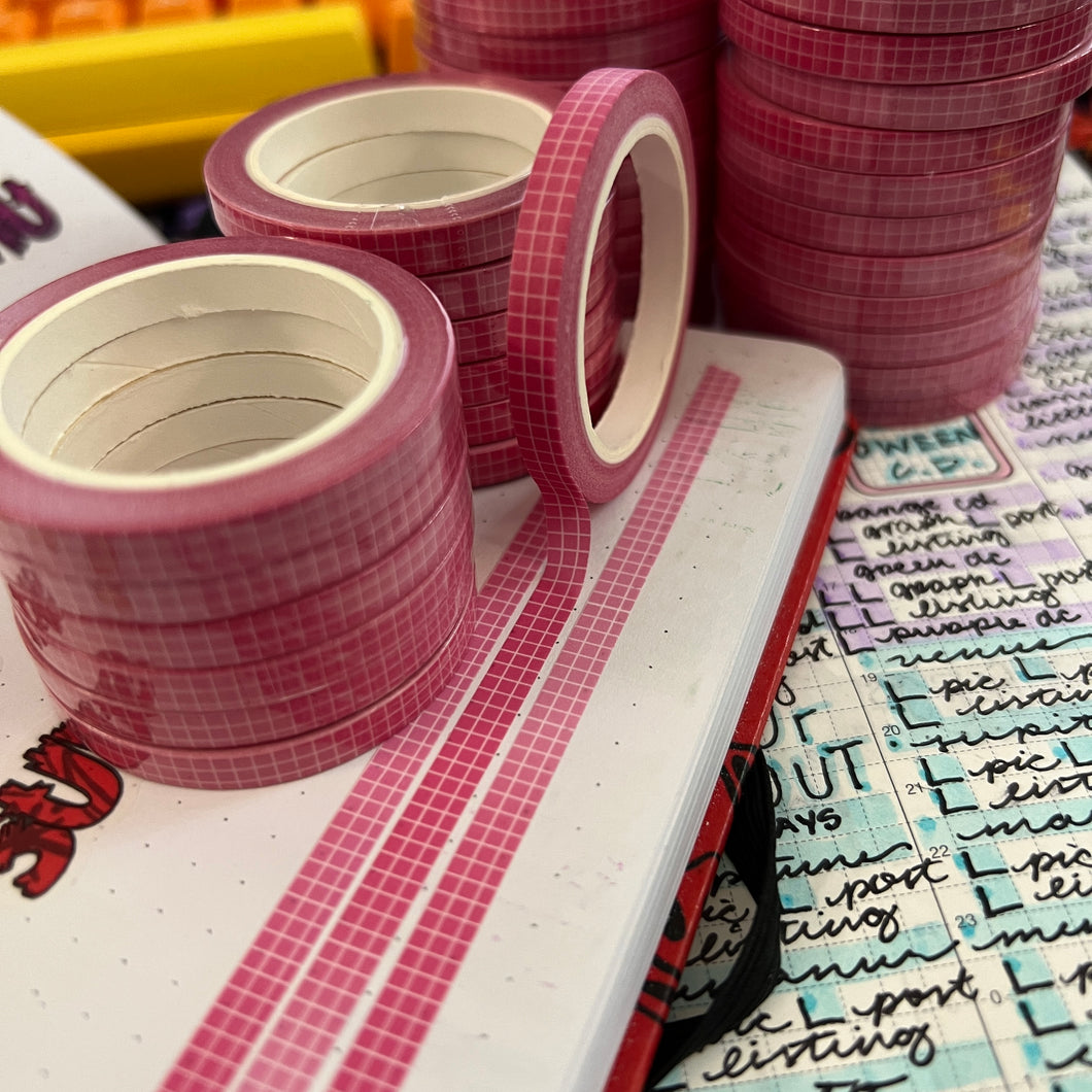 Pink Grid Washi Tape 5mm