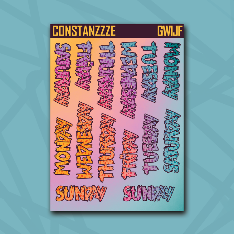 Jumbo Race to Wild Cheetah Zombie Full Days of the Week Sticker Sheet