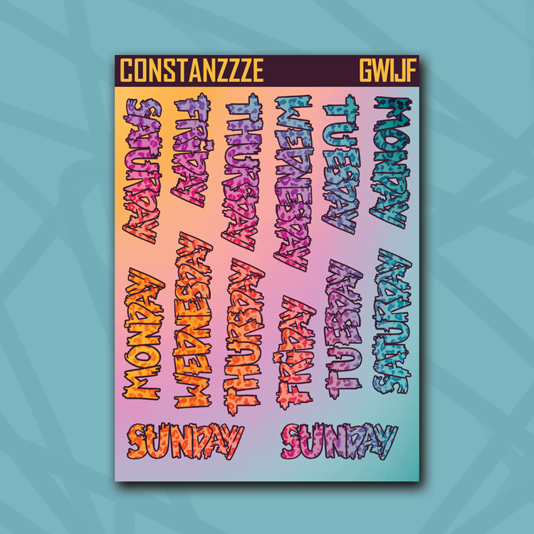 Jumbo Race to Wild Leopard Zombie Full Days of the Week Sticker Sheet