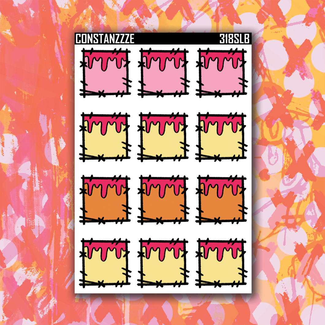 318 Drippy Stitched Box Sticker Sheet Box Sticker Sheet