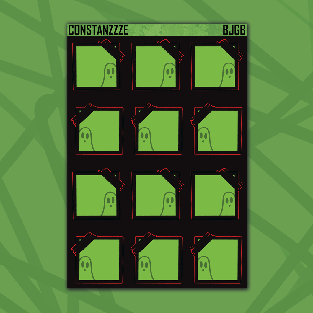 Large Green Ghostie Box Sticker Sheet