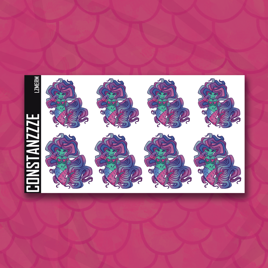 Love Zombie Chibi Mermaid Sticker Sheet