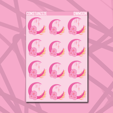 Load image into Gallery viewer, Pink Background Daisy Witch Moon Sticker Sheets
