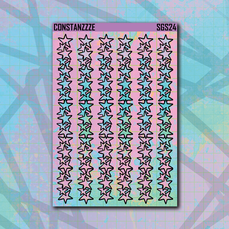 Pastel Pattern Long Star Washi Strip Sticker Sheet