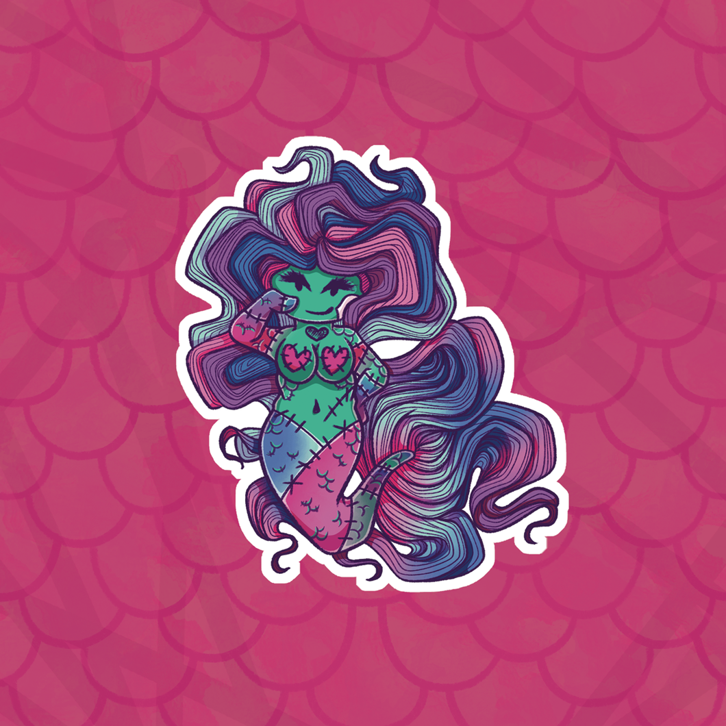 Love Zombie Chibi Mermaid Die Cut