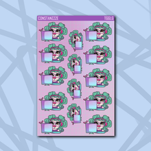 Load image into Gallery viewer, Teal Gamer Girl Chibi (LS) Sticker Sheet
